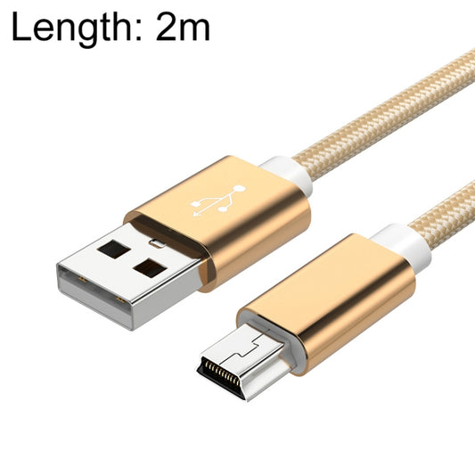 5 PCS Mini USB to USB A Woven Data / Charge Cable for MP3, Camera, Car DVR, Length:2m(Gold) -  by buy2fix | Online Shopping UK | buy2fix