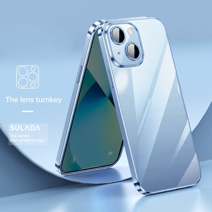 For iPhone 13 SULADA Lens Protector Plated Clear Case(Sierra Blue) - iPhone 13 Cases by SULADA | Online Shopping UK | buy2fix