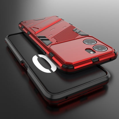 For OPPO K10 5G China Punk Armor 2 in 1 PC + TPU Shockproof Phone Case with Invisible Holder(Red) - OPPO Cases by buy2fix | Online Shopping UK | buy2fix