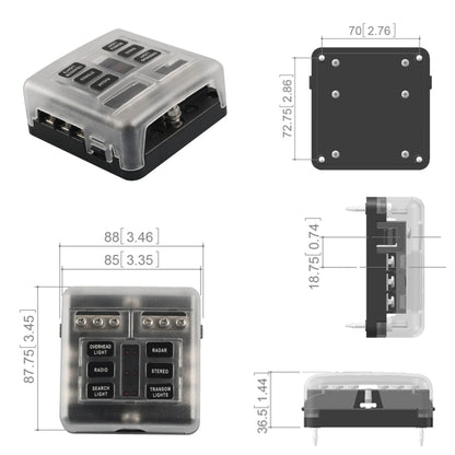 A5516 6 Way Fuse Box Blade Fuse Holder with LED Warning Indicator / Negative for Auto Car Truck Boat - In Car by buy2fix | Online Shopping UK | buy2fix