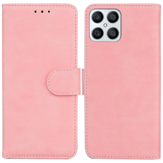 For Honor X8 Skin Feel Pure Color Flip Leather Phone Case(Pink) - Mobile Accessories by buy2fix | Online Shopping UK | buy2fix