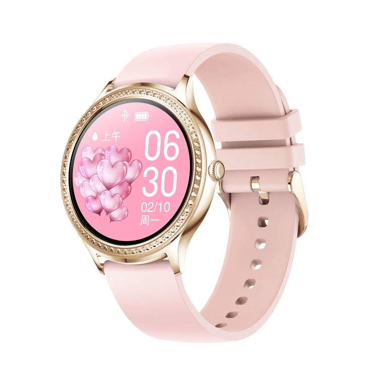 AK35 1.32 inch IPS Color Screen Smart Watch, Support Sleep Monitoring/Blood Oxygen Monitoring(Gold Pink Silicone Watch Band) - Smart Wear by buy2fix | Online Shopping UK | buy2fix