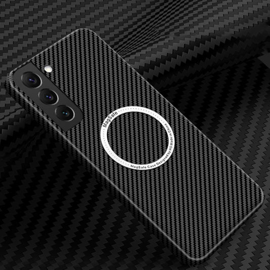 For Samsung Galaxy S21 5G Carbon Fiber Texture MagSafe Magnetic Phone Case(Black) - Galaxy S21 5G Cases by buy2fix | Online Shopping UK | buy2fix