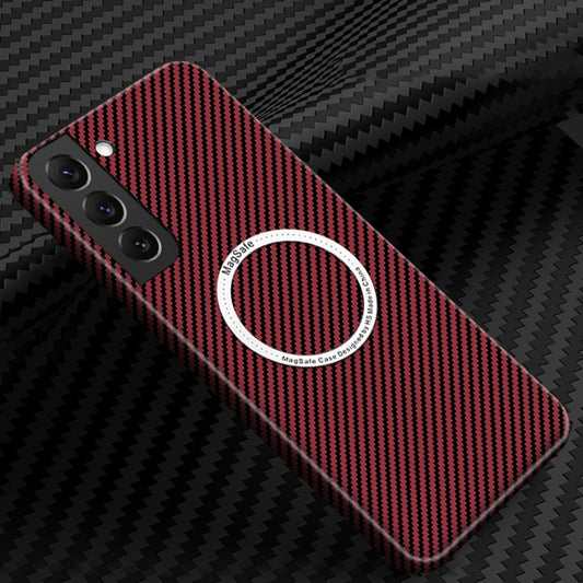 For Samsung Galaxy S21 Plus 5G Carbon Fiber Texture MagSafe Magnetic Phone Case(Red) - Galaxy S21+ 5G Cases by buy2fix | Online Shopping UK | buy2fix