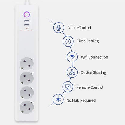 WiFi 10A SM-SO306-E 4 Holes + 2 USB Multi-purpose Smart Power Strip, EU Plug - Consumer Electronics by buy2fix | Online Shopping UK | buy2fix