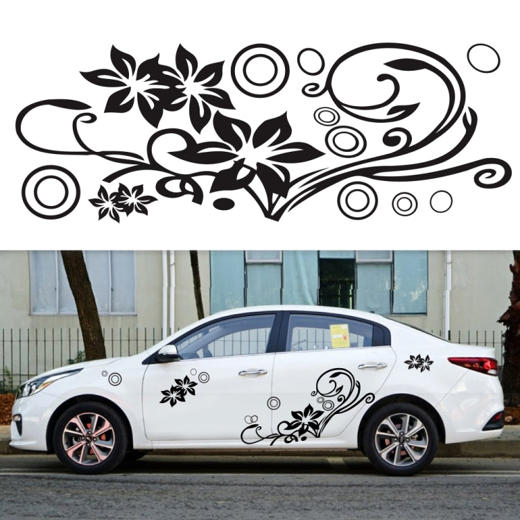 2 PCS/Set D-75 Flower Vine Pattern Car Modified Decorative Sticker(Black) - In Car by buy2fix | Online Shopping UK | buy2fix