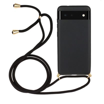 For Google Pixel 6 Wheat Straw Material + TPU Protective Case with Lanyard(Black) - Mobile Accessories by buy2fix | Online Shopping UK | buy2fix