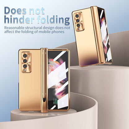 For Samsung Galaxy Z Fold3 5G Electroplating Hinged Folding Phone Case with S Pen Fold Edition(Gold) - Samsung Accessories by buy2fix | Online Shopping UK | buy2fix