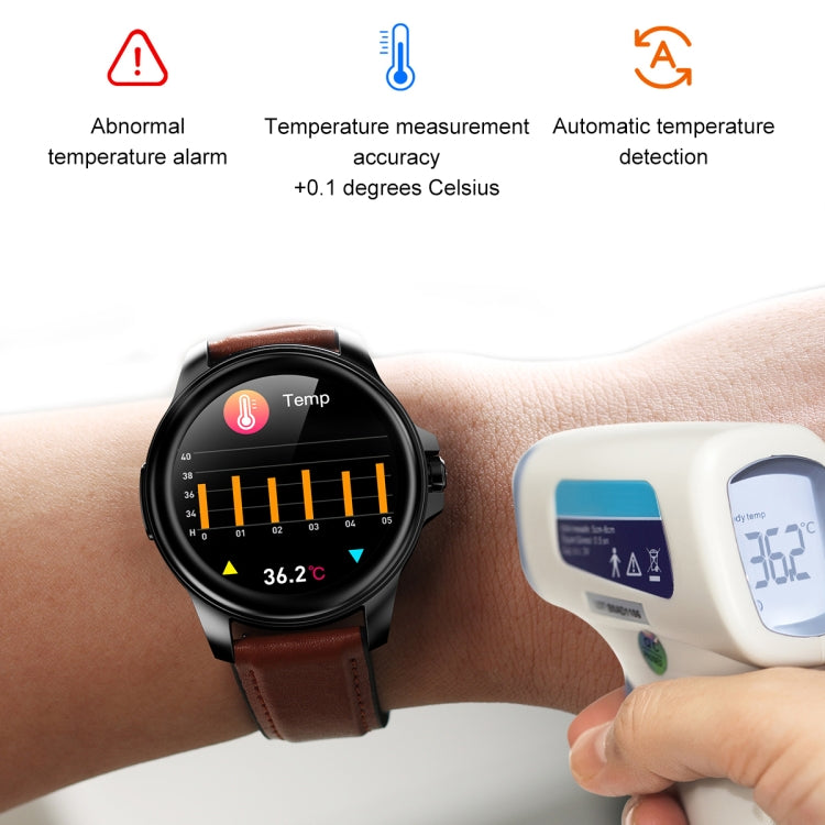 E89 1.32 Inch Screen Leather Strap Smart Health Watch Supports ECG Function, AI Medical Diagnosis, Body Temperature Monitoring(Black) - Smart Wear by buy2fix | Online Shopping UK | buy2fix