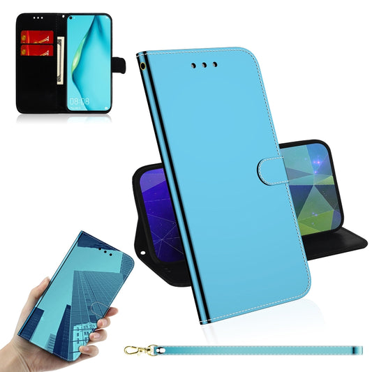 For Huawei P40 lite Imitated Mirror Surface Horizontal Flip Leather Case with Holder & Card Slots & Wallet & Lanyard(Blue) - Mobile Accessories by buy2fix | Online Shopping UK | buy2fix