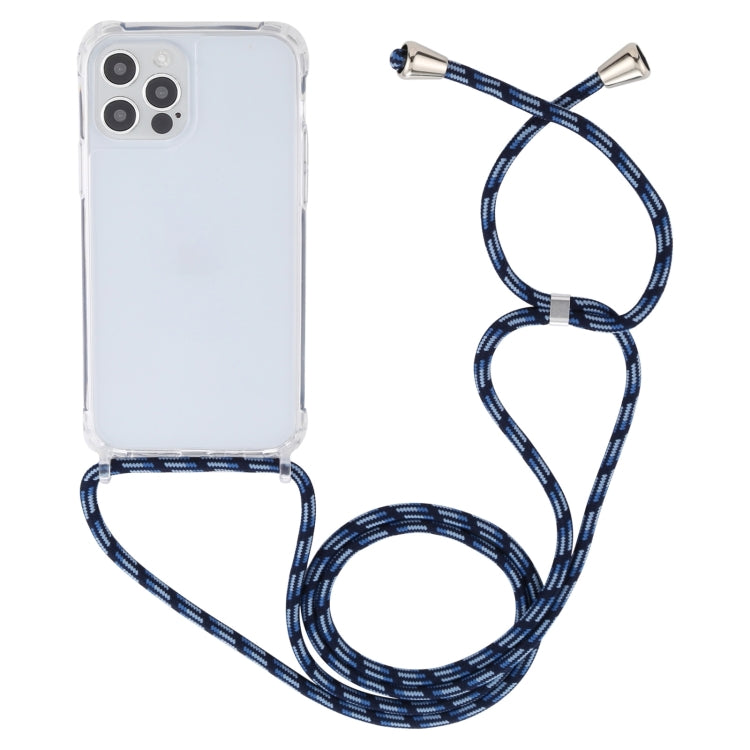 For iPhone 14 Transparent Acrylic Airbag Shockproof Phone Protective Case with Lanyard (Gradient Blue) - Apple Accessories by buy2fix | Online Shopping UK | buy2fix