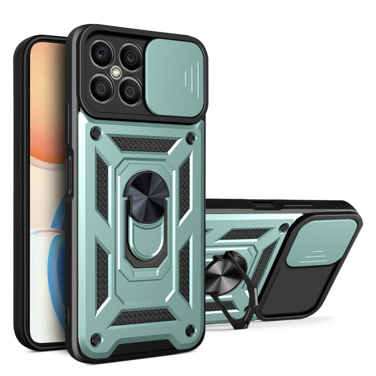 For Honor X8 Sliding Camera Design TPU + PC Phone Case(Green) - Honor Cases by buy2fix | Online Shopping UK | buy2fix