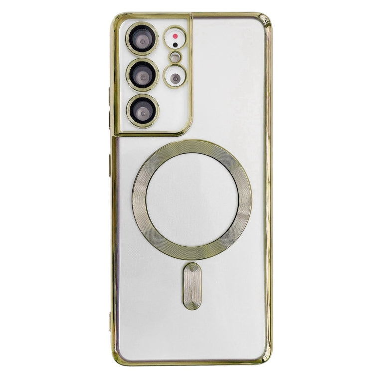 For Samsung Galaxy S21 5G Electroplated Frame MagSafe Magnetic Phone Case(Gold) - Galaxy S21 5G Cases by buy2fix | Online Shopping UK | buy2fix