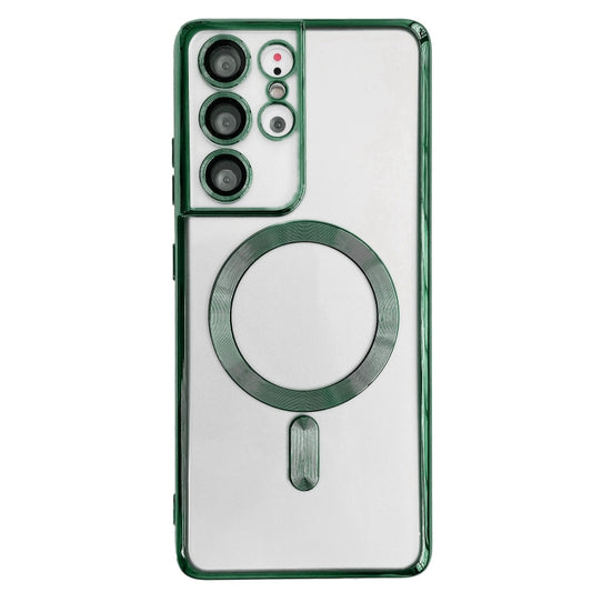 For Samsung Galaxy S21 5G Electroplated Frame MagSafe Magnetic Phone Case(Dark Green) - Galaxy S21 5G Cases by buy2fix | Online Shopping UK | buy2fix