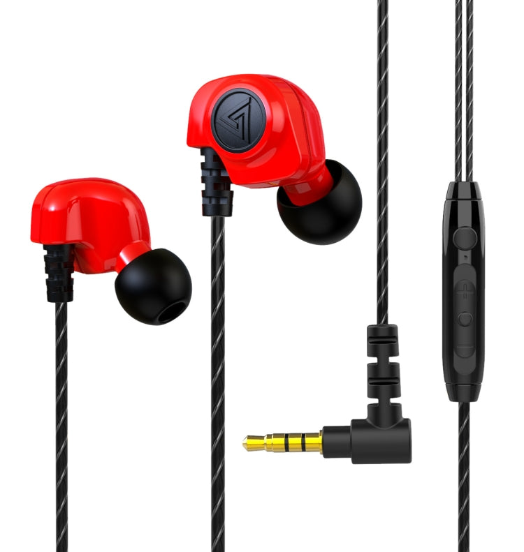 QKZ SK5 In-ear Subwoofer Wire-controlled Music Earphone with Mic(Red) - In Ear Wired Earphone by QKZ | Online Shopping UK | buy2fix