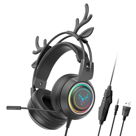 SOYTO SY-G25 Antlers RGB HD Microphone 3D Space Sound Wired Gaming Headset(Black) - Multimedia Headset by SOYTO | Online Shopping UK | buy2fix