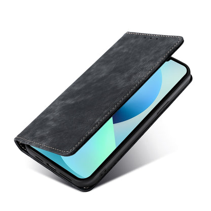 For Xiaomi 12 RFID Anti-theft Brush Magnetic Leather Phone Case(Black) - Xiaomi Accessories by buy2fix | Online Shopping UK | buy2fix