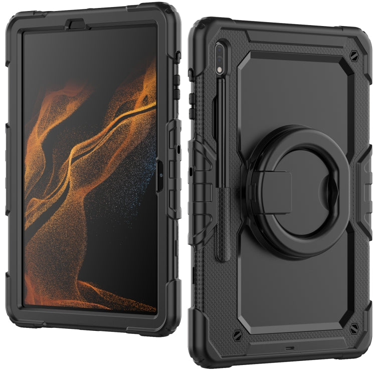 For Samsung Galaxy Tab S8+ / S7+ Bracelet Holder Silicone + PC Tablet Case(Black) - Galaxy Tab S8+ Cases by buy2fix | Online Shopping UK | buy2fix