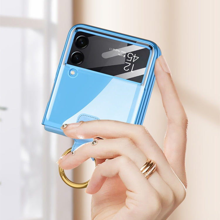 For Samsung Galaxy Z Flip4 GKK Integrated Electroplating Phone Case with Ring(Blue) - Galaxy Z Flip4 5G Cases by GKK | Online Shopping UK | buy2fix