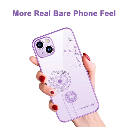 For iPhone 14 Electroplating Diamond Dandelion TPU Phone Case (Purple) - iPhone 14 Cases by buy2fix | Online Shopping UK | buy2fix