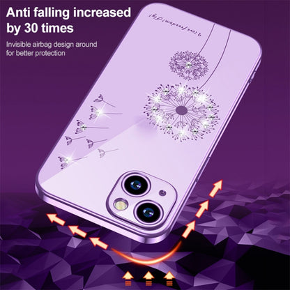 For iPhone 14 Electroplating Diamond Dandelion TPU Phone Case (Purple) - iPhone 14 Cases by buy2fix | Online Shopping UK | buy2fix