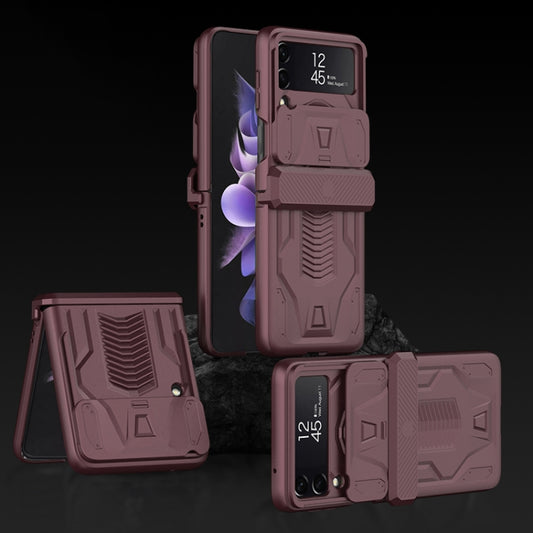 For Samsung Galaxy Z Flip4 GKK Sliding Camshield Magnetic Armor Flip Phone Case(Wine Red) - Galaxy Z Flip4 5G Cases by GKK | Online Shopping UK | buy2fix