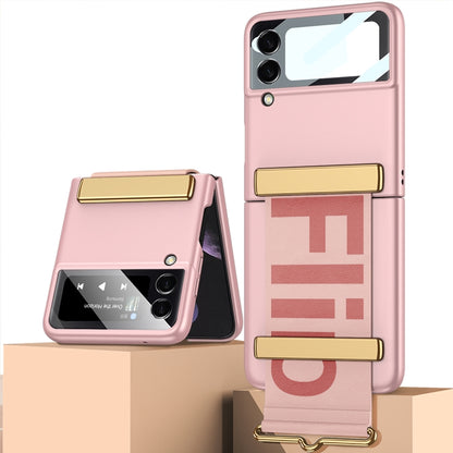 For Samsung Galaxy Z Flip4 GKK Ultra-thin Full Coverage Phone Flip Case with Wristband(Pink) - Galaxy Z Flip4 5G Cases by GKK | Online Shopping UK | buy2fix