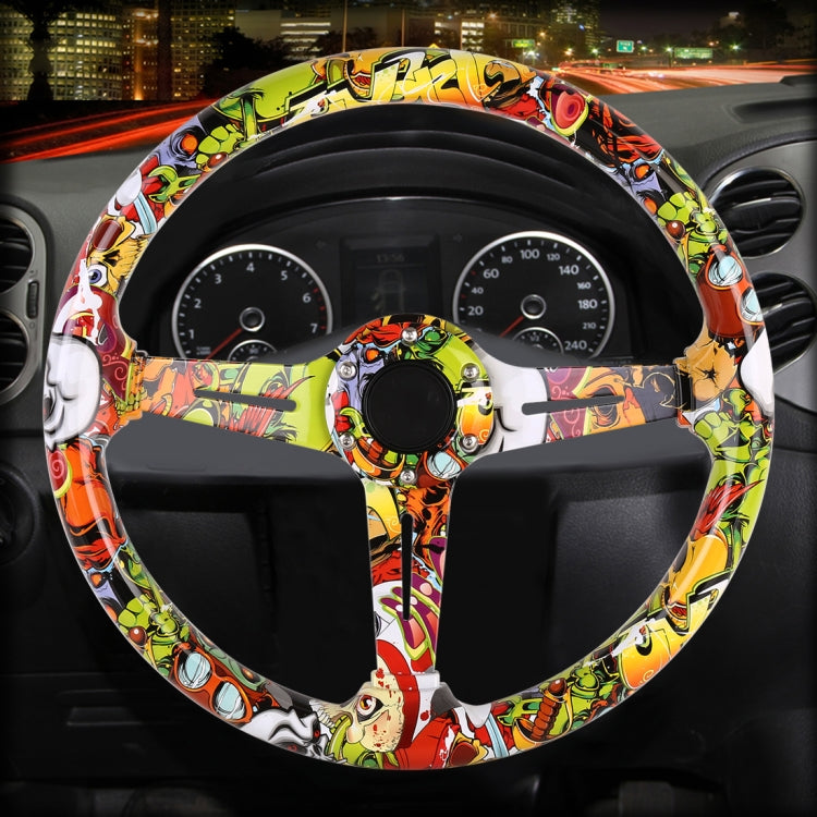 35cm Car Racing Graffiti ABS Steering Wheel(Style 3) - In Car by buy2fix | Online Shopping UK | buy2fix