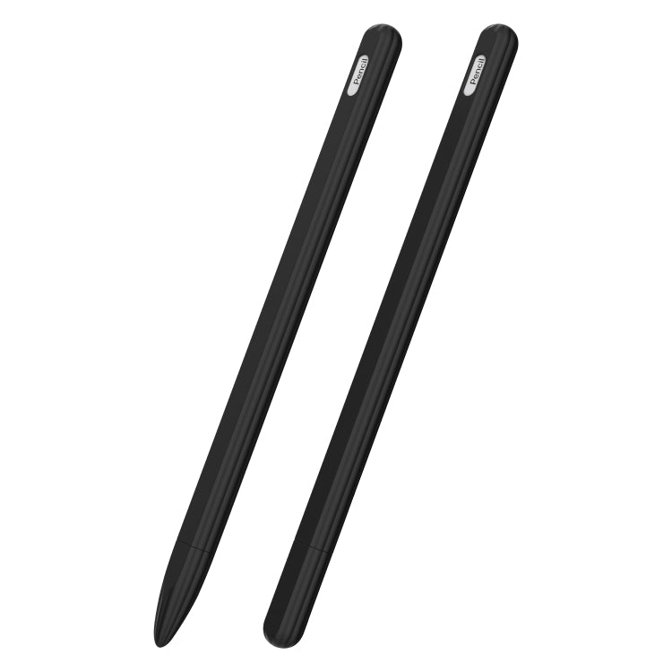 3 in 1 Striped Liquid Silicone Stylus Case with Two Tip Caps For Apple Pencil 1(Black) - Pencil Accessories by buy2fix | Online Shopping UK | buy2fix