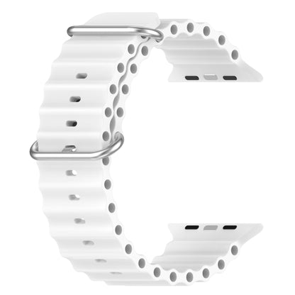 Ocean Silicone Watch Band For Apple Watch Ultra 49mm / Series 8&7 45mm / SE 2&6&SE&5&4 44mm (White) - Watch Bands by buy2fix | Online Shopping UK | buy2fix