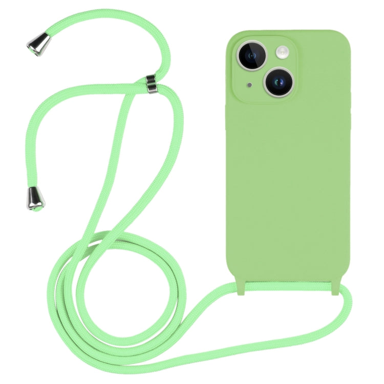 For iPhone 14 Crossbody Lanyard Liquid Silicone Case(Matcha Green) - iPhone 14 Cases by buy2fix | Online Shopping UK | buy2fix