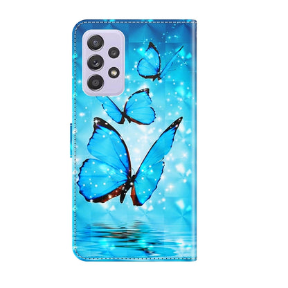 For Samsung Galaxy A23 4G/5G 3D Painting Pattern TPU + PU Leather Phone Case(Three Butterflies) - Galaxy Phone Cases by buy2fix | Online Shopping UK | buy2fix