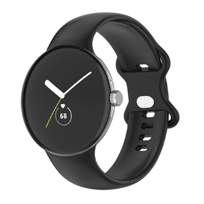 For Google Pixel Watch Single Color Silicone Watch Band Man(Black) - Smart Wear by buy2fix | Online Shopping UK | buy2fix