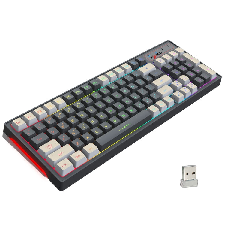 HXSJ L900 RGB Backlit Two-color Injection Keycaps 2.4G Wireless Keyboard - Wireless Keyboard by HXSJ | Online Shopping UK | buy2fix