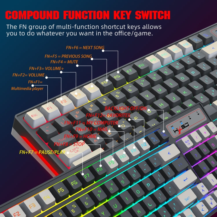 HXSJ L900 RGB Backlit Two-color Injection Keycaps 2.4G Wireless Keyboard - Wireless Keyboard by HXSJ | Online Shopping UK | buy2fix