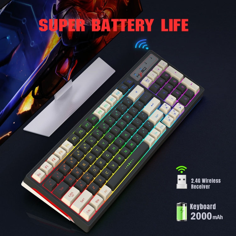 HXSJ L900 RGB Backlit Two-color Injection Keycaps 2.4G Wireless Keyboard - Wireless Keyboard by HXSJ | Online Shopping UK | buy2fix