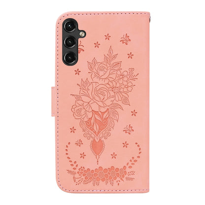 For Samsung Galaxy A14 5G Butterfly Rose Embossed Leather Phone Case(Pink) - Galaxy Phone Cases by buy2fix | Online Shopping UK | buy2fix