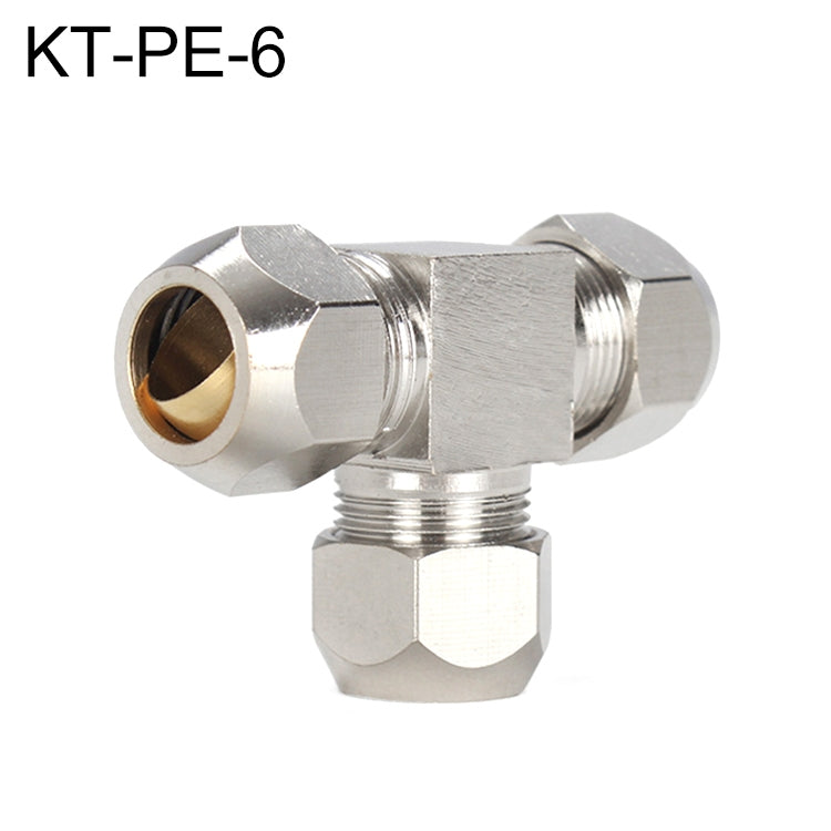 KT-PE-6 LAIZE Nickel Plated Copper T Type Tee Pneumatic Quick Fitting Copper Pipe Connector -  by LAIZE | Online Shopping UK | buy2fix