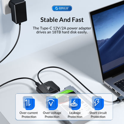 ORICO UTS1 Type-C / USB-C USB 3.0 2.5-inch SATA HDD Adapter with 12V 2A Power Adapter, Cable Length:0.3m(UK Plug) - USB to IDE / SATA by ORICO | Online Shopping UK | buy2fix