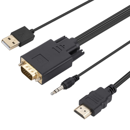 VGA to HDMI Adapter Cable with Audio Band Power Supply, Length: 1.8m(Black) - Cable by buy2fix | Online Shopping UK | buy2fix