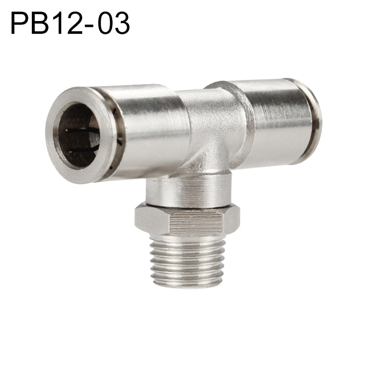 PB12-03 LAIZE Nickel Plated Copper Male Tee Branch Pneumatic Quick Connector - Interface Series by LAIZE | Online Shopping UK | buy2fix