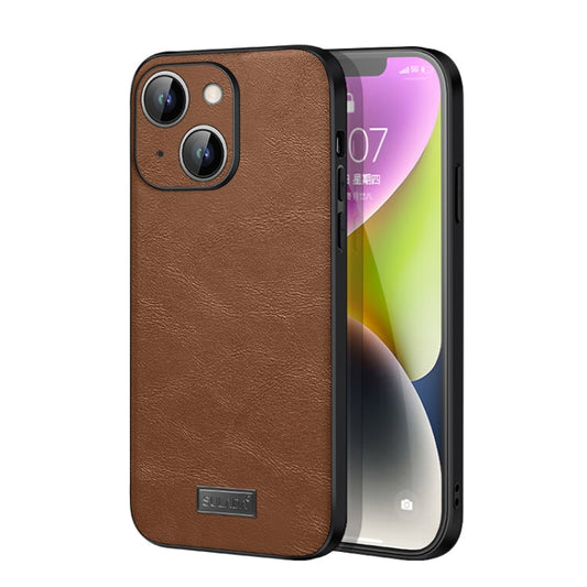 For iPhone 14 Plus SULADA Shockproof TPU + Handmade Leather Phone Case(Brown) - iPhone 14 Plus Cases by SULADA | Online Shopping UK | buy2fix