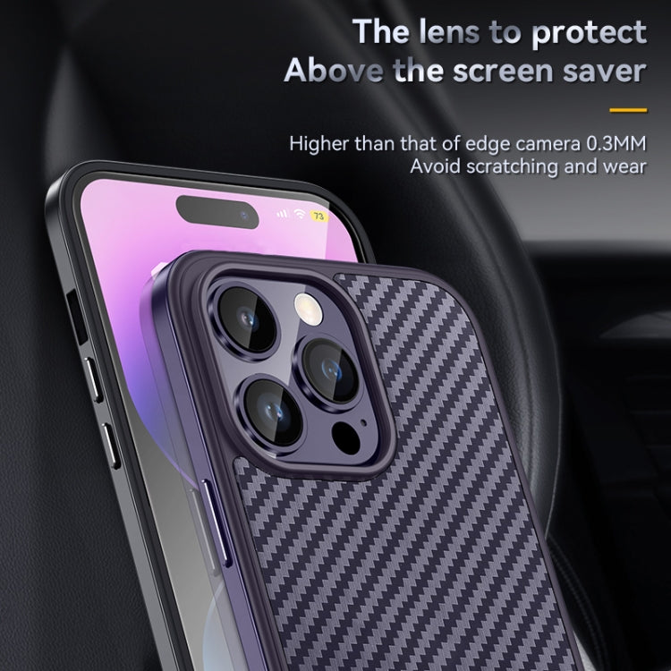 For iPhone 14 Pro Max SULADA Carbon Fiber Textured Shockproof Metal + TPU Frame Case(Dark Blue) - iPhone 14 Pro Max Cases by SULADA | Online Shopping UK | buy2fix