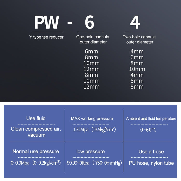 PW12-8 LAIZE 10pcs Plastic Y-type Tee Reducing Pneumatic Quick Fitting Connector -  by LAIZE | Online Shopping UK | buy2fix