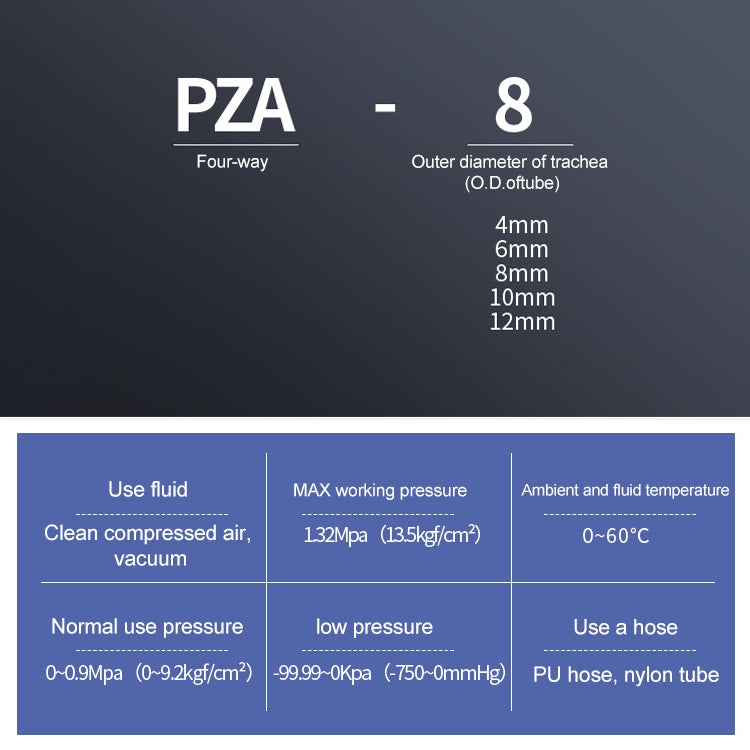 PZA-6 LAIZE 10pcs Plastic PZA Four-way Pneumatic Quick Fitting Connector -  by LAIZE | Online Shopping UK | buy2fix