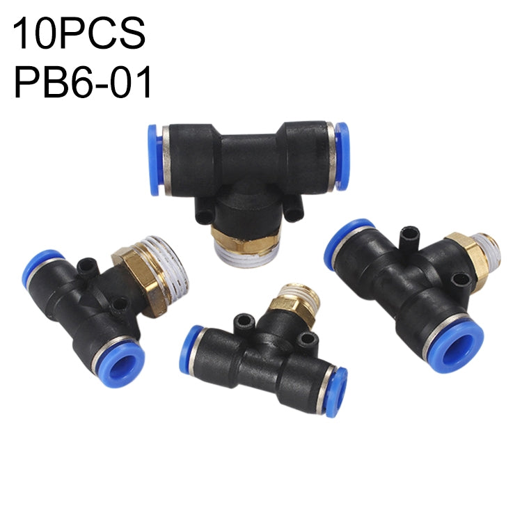 PB6-01 LAIZE 10pcs Plastic T-type Tee Male Thread Pneumatic Quick Connector -  by LAIZE | Online Shopping UK | buy2fix