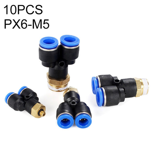 PX6-M5 LAIZE 10pcs Plastic Y-type Tee Male Thread Pneumatic Quick Connector -  by LAIZE | Online Shopping UK | buy2fix