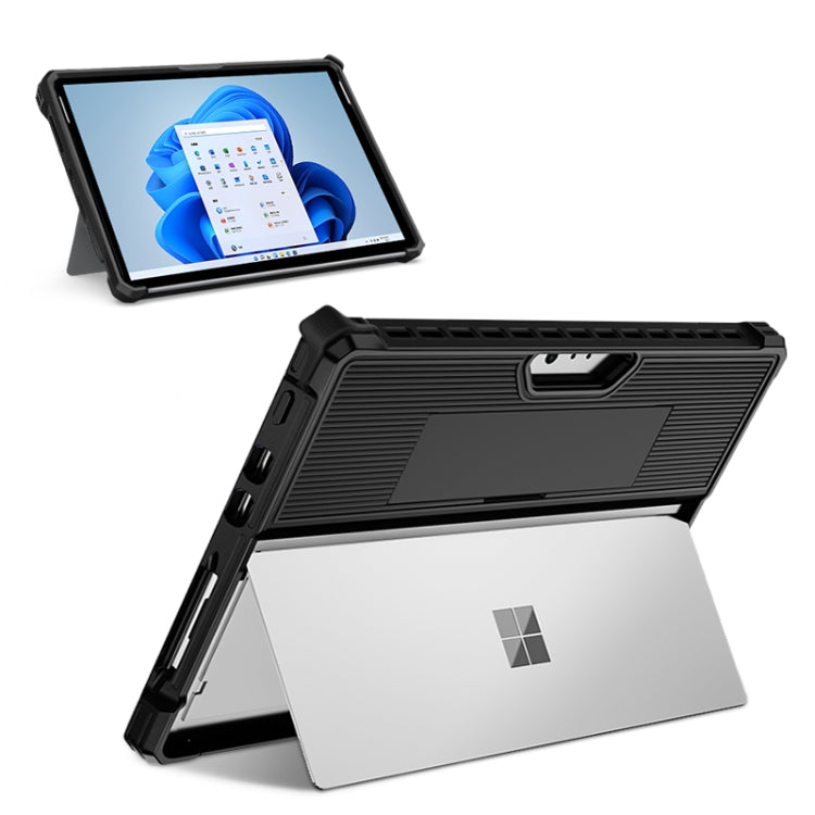 For Microsoft Surface Pro 9 Striped Hollow Tablet Case(Black) - Others by buy2fix | Online Shopping UK | buy2fix