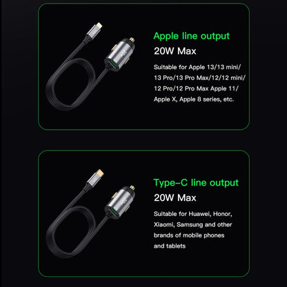 TOTUDESIGN 20W USB Car Fast Charging, Cable Length: 1.2m, Interface:USB-C / Type-C(Grey) - Car Charger by TOTUDESIGN | Online Shopping UK | buy2fix