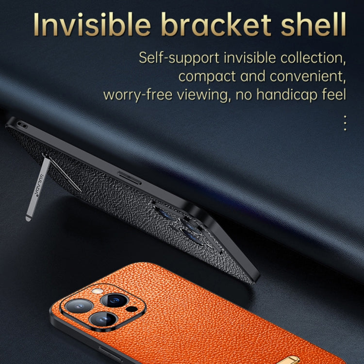 For iPhone 13 Pro Max SULADA Invisible Bracket Leather Back Cover Phone Case(Orange) - iPhone 13 Pro Max Cases by SULADA | Online Shopping UK | buy2fix